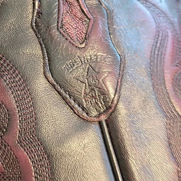 EUC Los Altos Black Cherry Ostrich Leg Western Boots Snip Toe - Picture 8 of 12